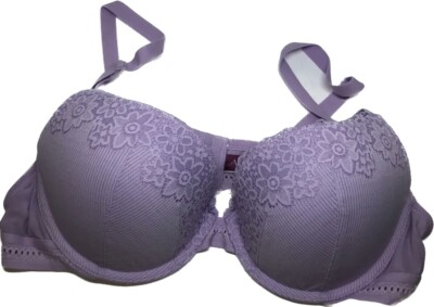 Adore Me Bra 32DD Underwire Padded Push-Up Purple Floral Bra NWT