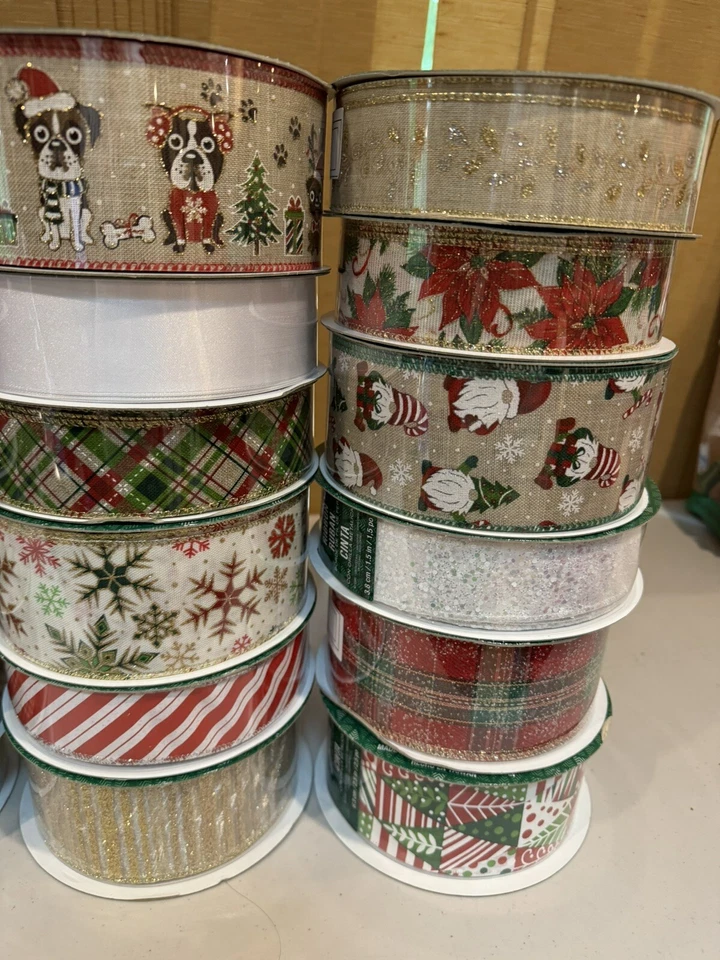 Kirkland Wire-Edged Ribbon 1.5"-2.5" Wide 50 YD Holiday Gift Wrap Glitter Ribbon - Image 3 of 4