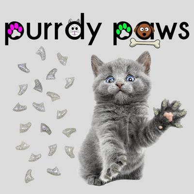 Soft Nail Caps For Cat Claws SILVER GLITTER Purrdy Paws Brand *4  Sizes