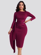 New Women Knee Length Sexy Irregular Dress Wrap Bandage Dresses Slanted Collar