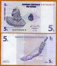 Congo D.R. 5 centimes, 1997, P-81, UNC