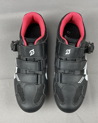 Chaussures Vélo Peloton Avec Cales – Noir/Rouge, Taille 40 (Homme 7 / Femme 9), Neuves