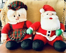 Vintage 1994 Puffy Santa Mrs. Claus Nylon/Fleece Plush 12