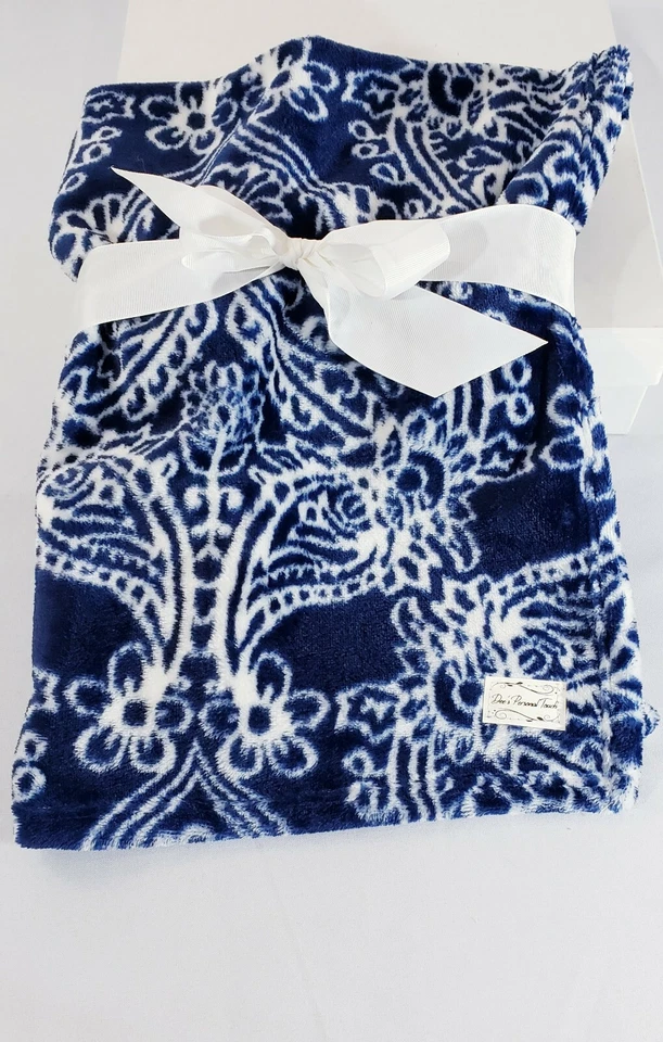 PERSONALIZADO Personalizado Bordado Luxe Minky Azul Manta Bebé 30x34--Regalo Ducha Foto 2 de 4