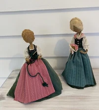 VTG Cottagecore Home Decor Enchanting German Folk Art Burlap Doll Figurines