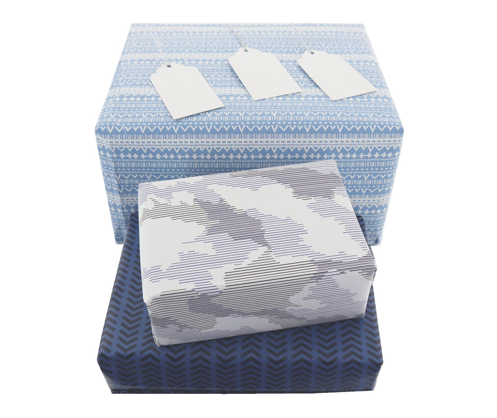 Gift Wrap 3 Sheets of Quality Mixed Graphic Patterned Wrapping Paper and Tags