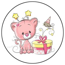 30 CAT BIRTHDAY ENVELOPE SEALS LABELS PARTY FAVORS STICKERS 1.5"