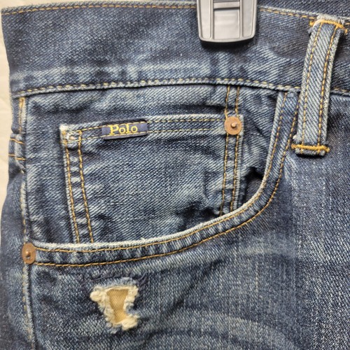 Polo Ralph Lauren Sullivan Slim Bandana Distressed Patchwork Jeans Size 33 x 30 - 第 7/15 張圖片