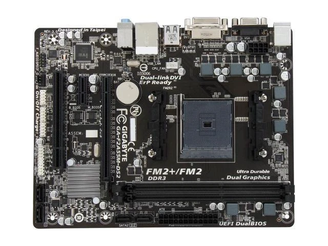 GIGABYTE AMD A55 Motherboard GA-F2A55M-DS2 Socket FM2 DDR3 SATA USB 2.0 DVI - Image 3 of 3