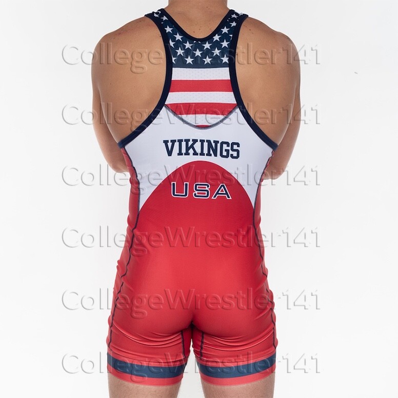 Viking Wrestling Club Singlet Large USA Red white blue cliff keen eBay