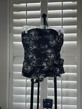 NWT WHBM Women s Black/White Floral Bustier, Reg 130 , Size 4