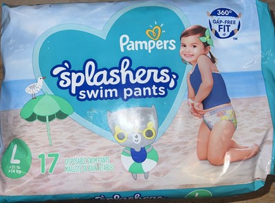 Pampers Splashers Disposable Swim Pants Gap-Free Fit Diapers 17 31lb/14kg 
