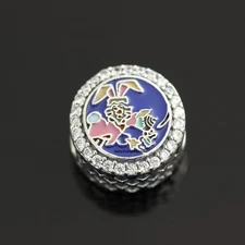 Authentic Pandora Disney Parks White Rabbit March Hare Bunny Easter Button + BOX