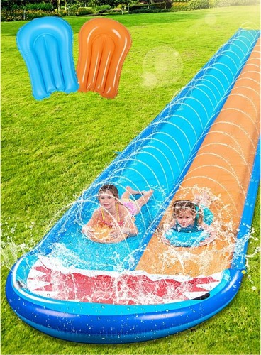 Sloosh 22,5 Fuß Hai Doppel Slip Wasserrutsche, mit Sprinkler & Pfählen KOSTENLOSER SCHNELLER VERSAND - Bild 1 von 9