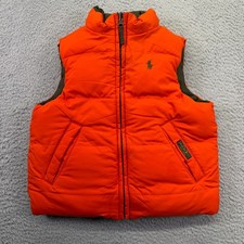 Polo Ralph Lauren Reversible Puffer Vest Toddler Boys 3T Orange Olive Green Down