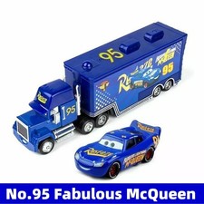 Set of 2 Disney Pixar Cars No.51 Fabulous Lighting McQueen Hauler Truck Toy Gift