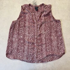 Chelsea & Theodore Shirt Womens Size XXL Pink Python Print Sleeveless Blouse