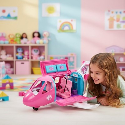 Imaginative Barbie Dreamplane Set with 25 Accessories, Puppy & Rolling Wheels