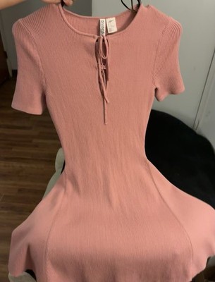 Chicco Pink Knit Lace Up Fit & Flare Short Sleeve Knee Length Dress S