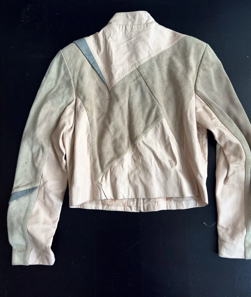 Chaqueta de cuero suave estilo moto vintage para mujer talla M Foto 2 de 4