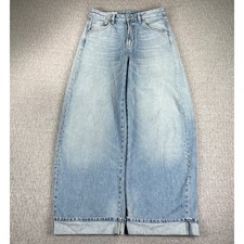 Zara Baggy Wide Leg Jeans Women 2/28x29 Blue High Rise Light Wash Denim Y2K 90s