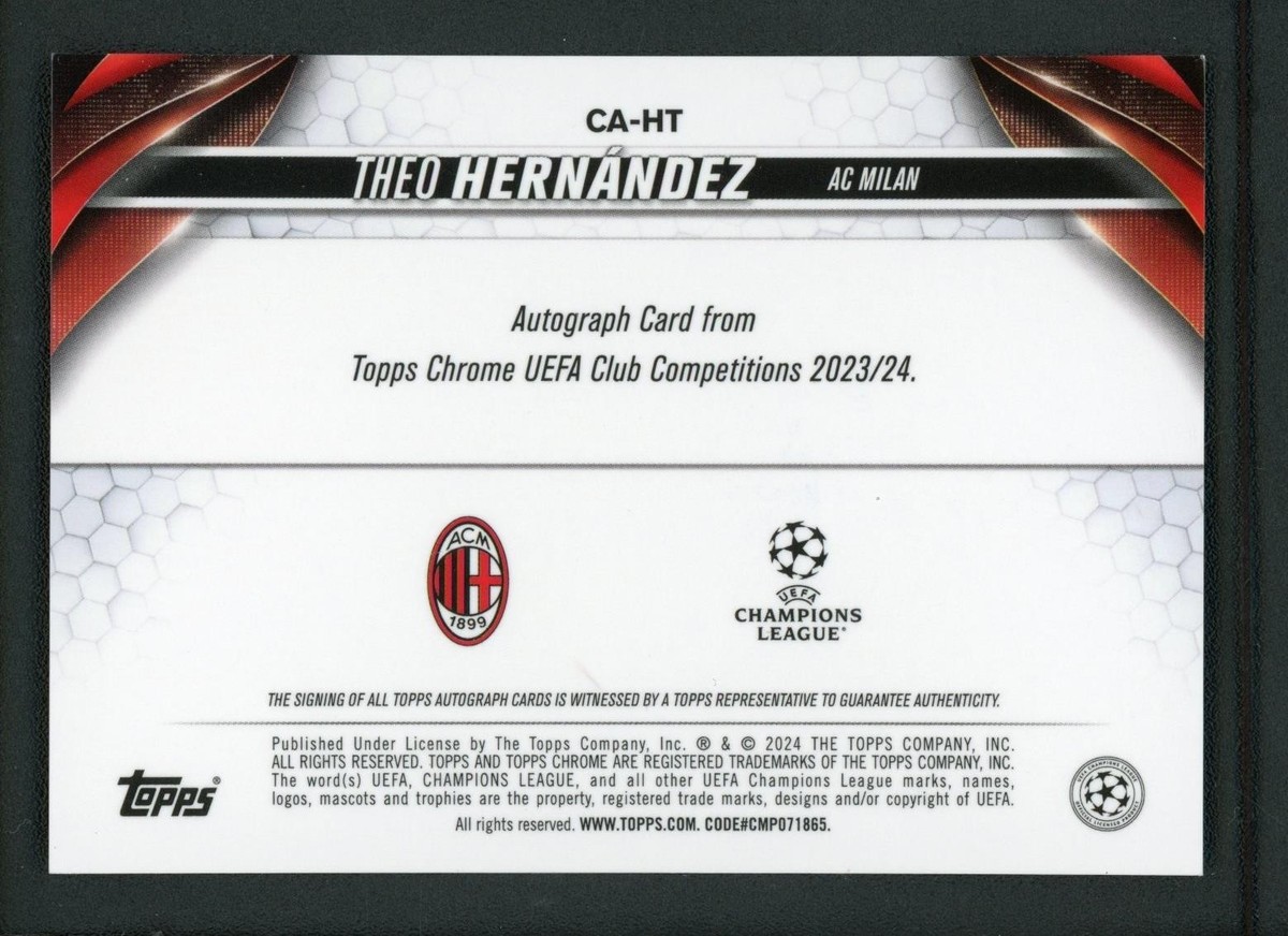 2022 Topps Chrome THEO HERNANDEZ 直筆サイン 2021-22 Topps Chrome UEFA Refractor Autograph THEO HERNANDEZ
