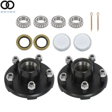2 Set Trailer Wheel Idler Hub Kit 5 Lug 4.5" For 2000lb 1" Spindle & Bearing Kit