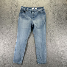 Time and Tru Jeans Women 14 Blue Cotton Denim Tapered Leg Faded Stretch Workwear