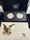 2012 S REVERSE PROOF SILVER EAGLE 2 COIN SAN FRANCISCO SET WITH BOX/COA