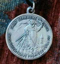 St. Genevieve Sterling Vintage & New Medallion Catholic Patron Of Disasters
