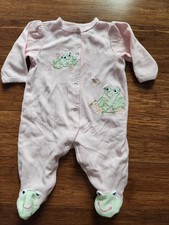 Little Me Pink Footed One-Piece Sleeper with Green Frog Girl Pink, 3 Months