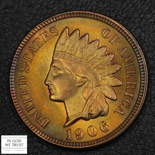 1906 RED Indian Head Copper Cent 1C (Lustrous MS UNC RD)
