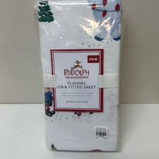 Pottery Barn Kids Rudolph the Red Nosed Reindeer Flannel Crib Fitted Sheet