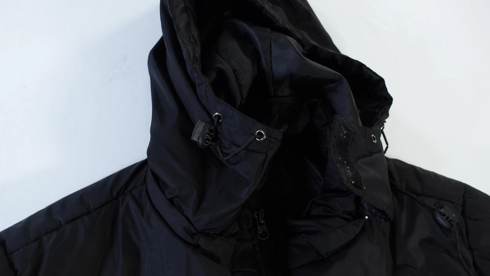 Abrigo Athletech Mujer Grande Negro Con Capucha Largo Acolchado Cremallera Parka Invierno Foto 2 de 4