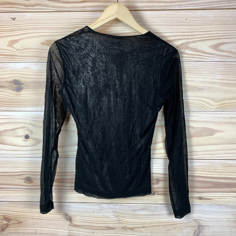 Top de Colección Años 90 Espirt Mujer Pequeño Negro Transparente Brillo Gótico Y2K Festival Foto 3 de 4
