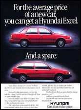 1987 1988 Hyundai Excel spare Vintage Advertisement Print Art Car Ad J272