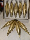 Vintage W Germany Glass Ornaments Gold Teardrop Icicle 9 Set Box Sears Imperial — photo 1