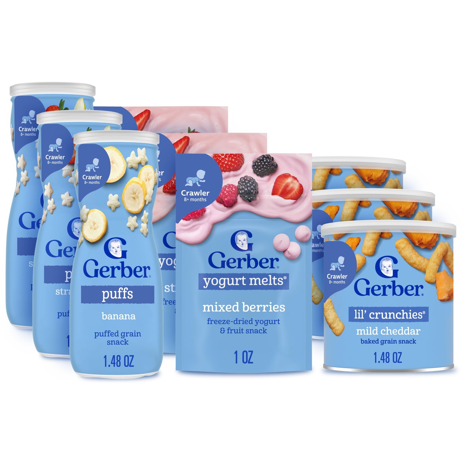 Gerber Snacks for Baby Variety Pack, Yogurt Melts, Puffs and Lil Crunchies