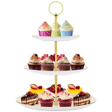 PinCute Cupcake Stand Holder - 3 Tier Cup Cake Dessert Tower, Plastic Tiered ...