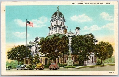 Vintage Bell County Court House Postcard Belton Texas Linen Era