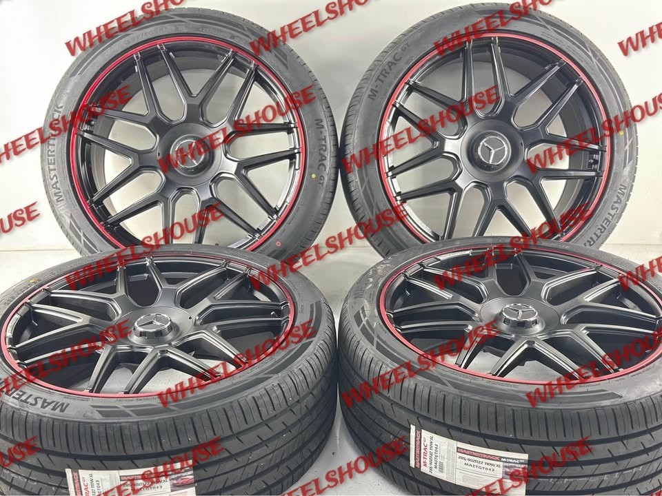 22x10 BRABUS GLOSS BLACK RED WHEELS RIM TIRES MERCEDES G-WAGON G55 G500 G550 G63