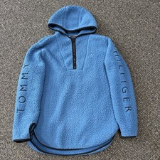 Tommy Hilfiger Blue Sherpa Hoodie Jacket Pullover Size Medium