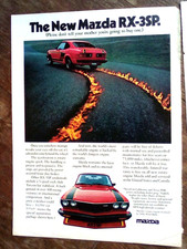 1977 Mazda RX-3SP PRINT AD  burning rubber fire red Don't tell your Mother