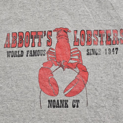 Abbott's Lobsters Noank CT Gray Short Sleeve Cotton Blend T-Shirt Men's S - Picture 3 of 9