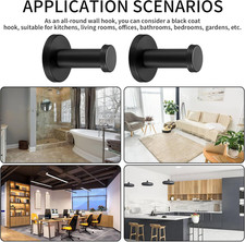 4 Pcs round Black Coat Hooks, Stainless Steel Towel Hooks, Wall-Mounted Metal W