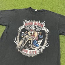 Vintage Taz Hard Rider For Life Looney Tunes T Shirt Harley Devil Size Large 90s