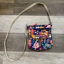 Lily Bloom Multicolor Crossbody Bag Multi-Zip Pockets Butterflies Floral NWOT 