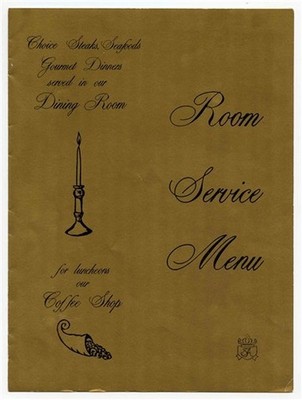 Holiday Inn Room Service Menu 1969 Gold Cover 