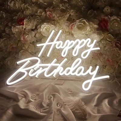 Neon LED Happy Birthday Schild Licht Deko Lampe Party Beleuchtung Geburtstag