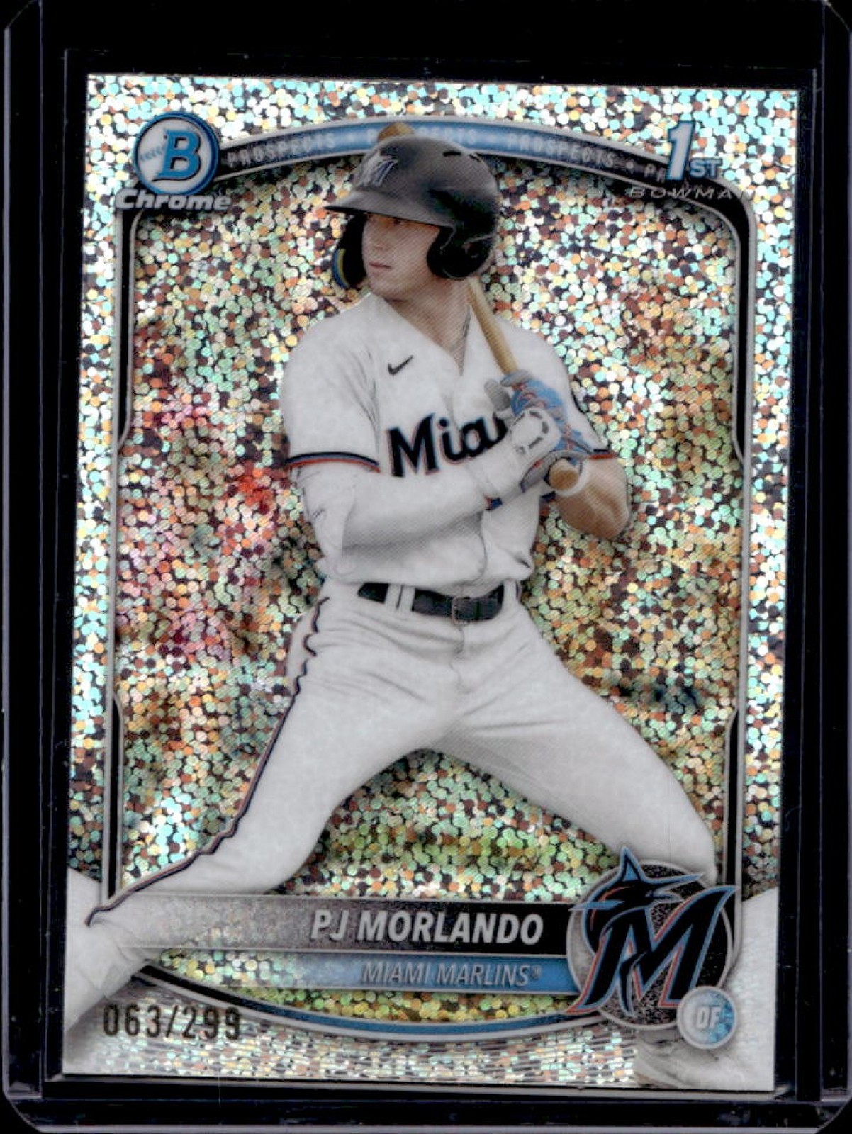 2025 Bowman PJ Morlando Chrome Speckle Refractor 1st #63/299 Marlins